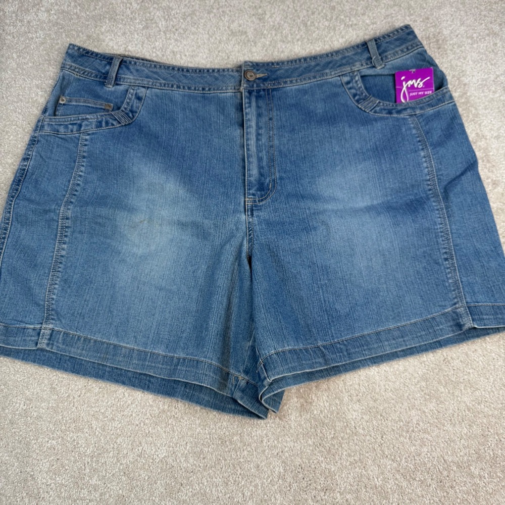 Just My Size JMS Women 22W Light Wash Stretch Denim Jean Shorts Plus Size NEW